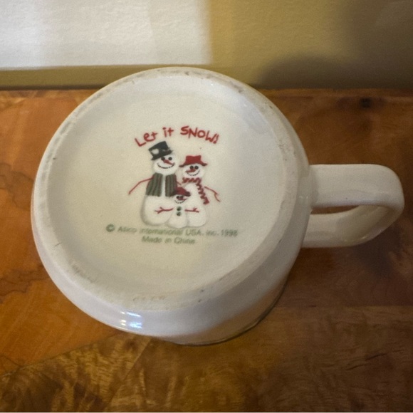 Vintage 1998 Let It Snow Snowman Mug Coffee Tea Cocoa 8oz Atico Stoneware Winter - Picture 4 of 6